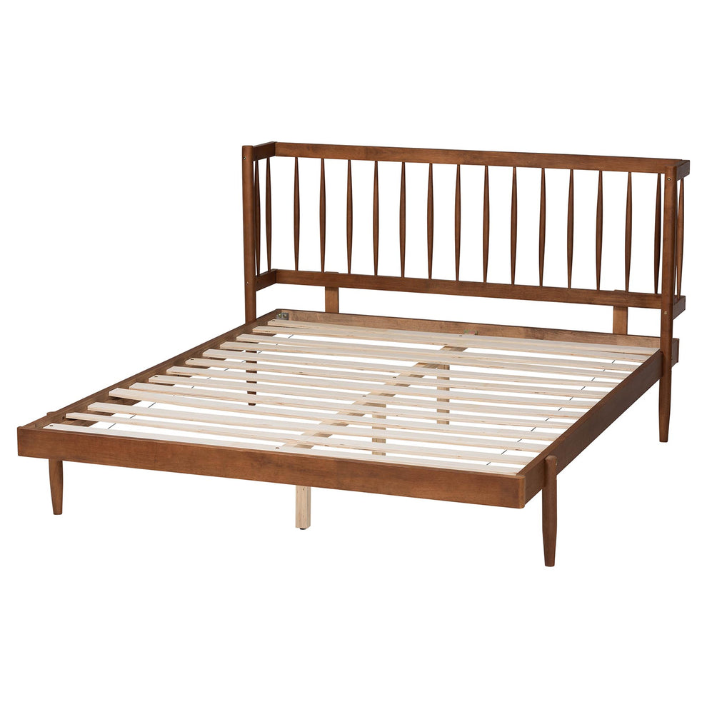 Baxton Studio Calderon Retro-Modern Walnut Brown Finished Wood Queen Size Platform Bed | Beds | Modishstore - 4