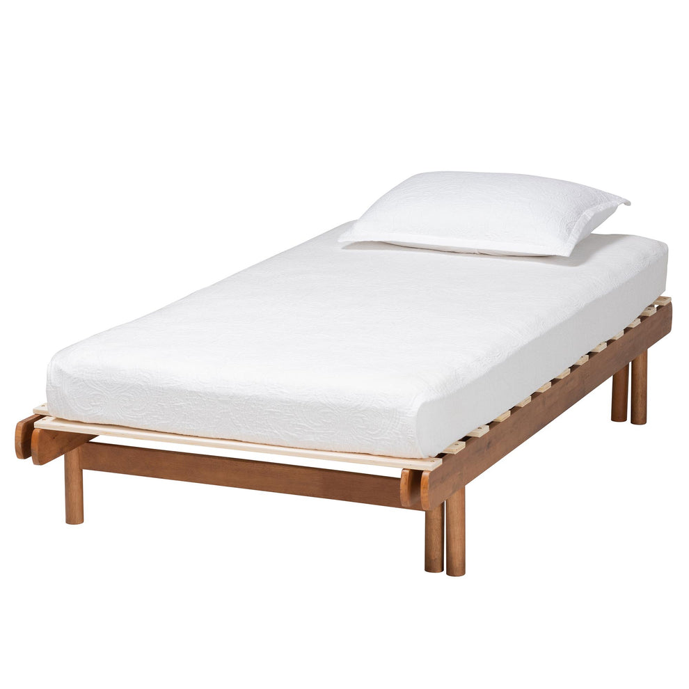 Baxton Studio Bolivia Mid-Century Modern Walnut Brown Wood Expandable Twin to King Bed Frame | Beds | Modishstore - 5