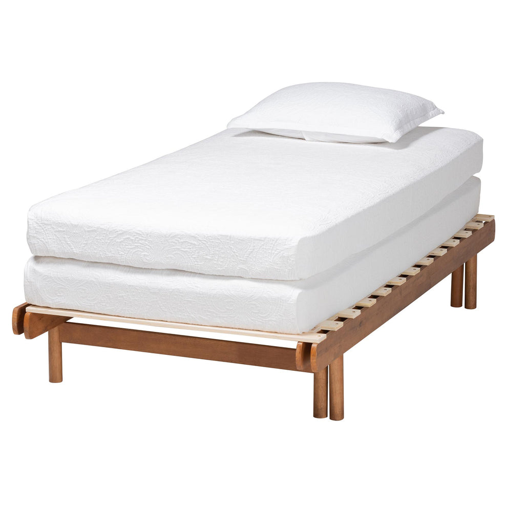 Baxton Studio Bolivia Mid-Century Modern Walnut Brown Wood Expandable Twin to King Bed Frame | Beds | Modishstore - 6