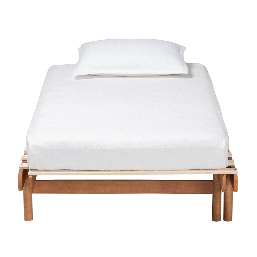 Baxton Studio Bolivia Mid-Century Modern Walnut Brown Wood Expandable Twin to King Bed Frame | Beds | Modishstore - 8