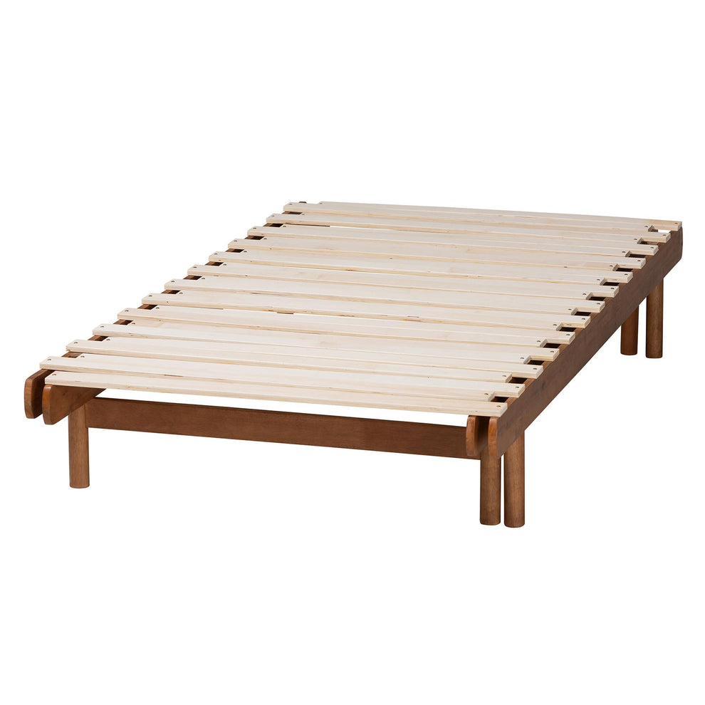 Baxton Studio Bolivia Mid-Century Modern Walnut Brown Wood Expandable Twin to King Bed Frame | Beds | Modishstore - 9