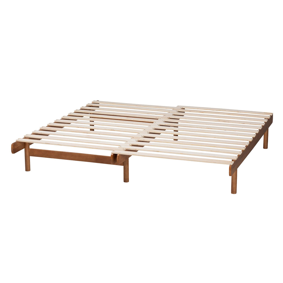 Baxton Studio Bolivia Mid-Century Modern Walnut Brown Wood Expandable Twin to King Bed Frame | Beds | Modishstore - 10