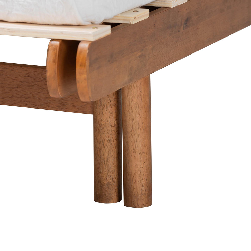 Baxton Studio Bolivia Mid-Century Modern Walnut Brown Wood Expandable Twin to King Bed Frame | Beds | Modishstore - 11