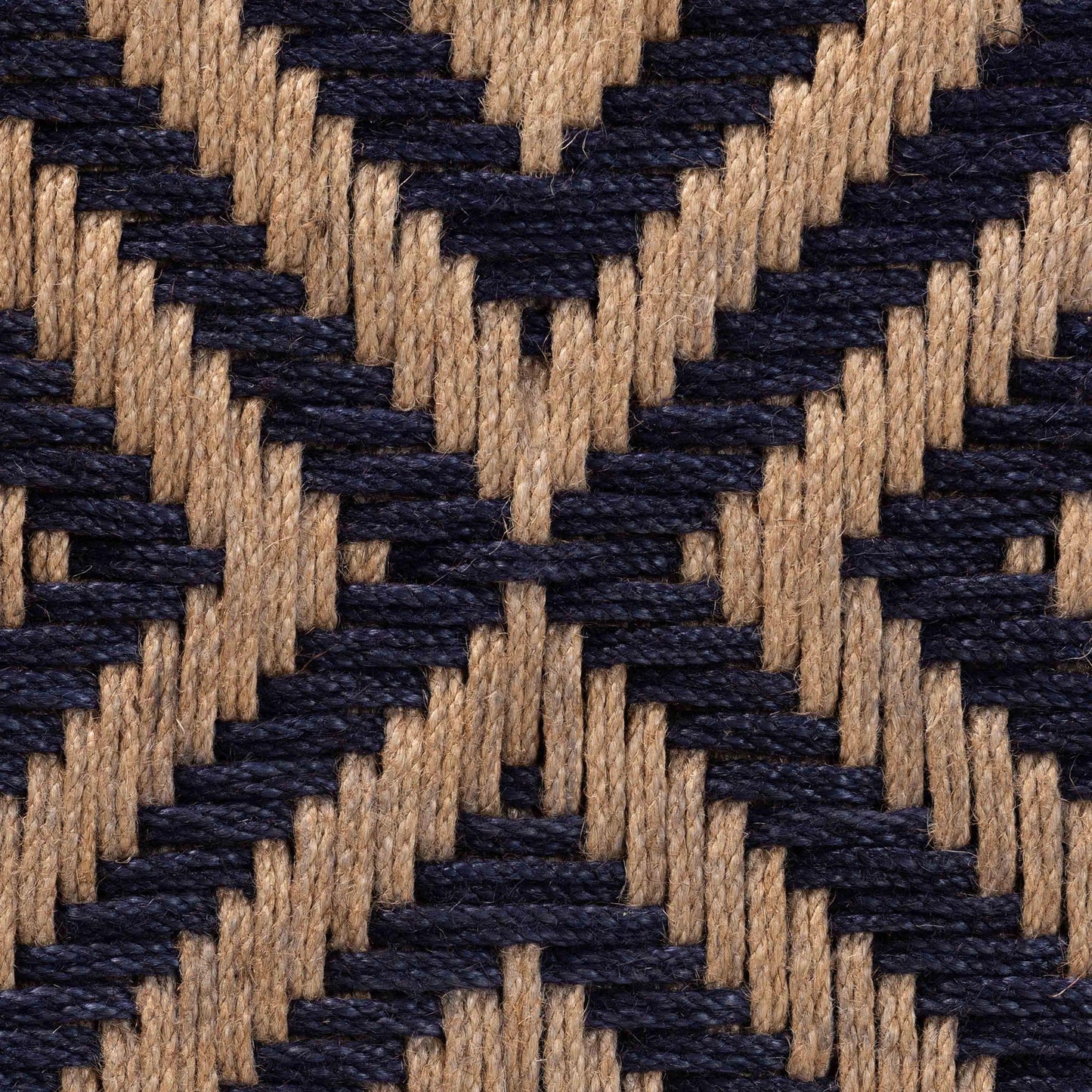 Baxton Studio bali & pari Prunella Modern Bohemian Two-Tone Navy Blue and Natural Brown Seagrass and Acacia Wood Footstool | Ottomans | Modishstore - 7