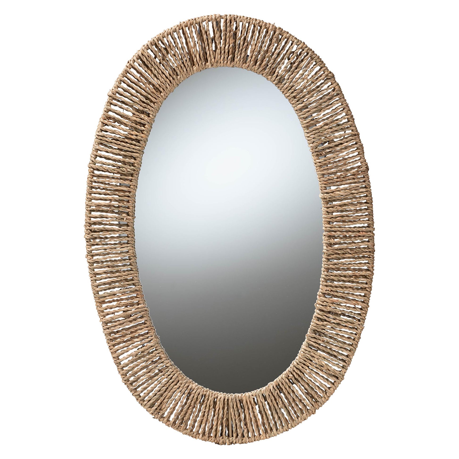 Baxton Studio bali & pari Elwyn Modern Bohemian Metal and Natural Brown Seagrass Accent Wall Mirror | Mirrors | Modishstore - 2