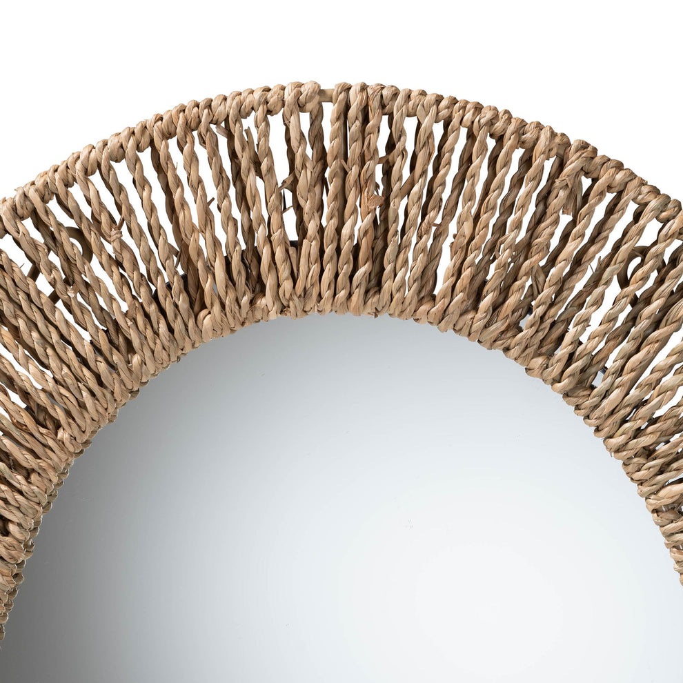Baxton Studio bali & pari Elwyn Modern Bohemian Metal and Natural Brown Seagrass Accent Wall Mirror | Mirrors | Modishstore - 3