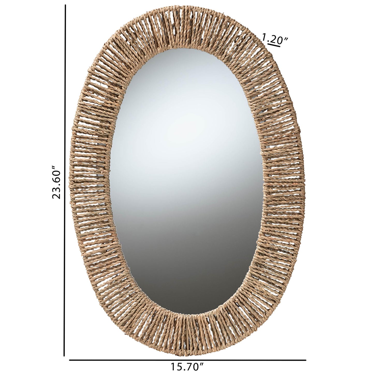 Baxton Studio bali & pari Elwyn Modern Bohemian Metal and Natural Brown Seagrass Accent Wall Mirror | Mirrors | Modishstore - 4