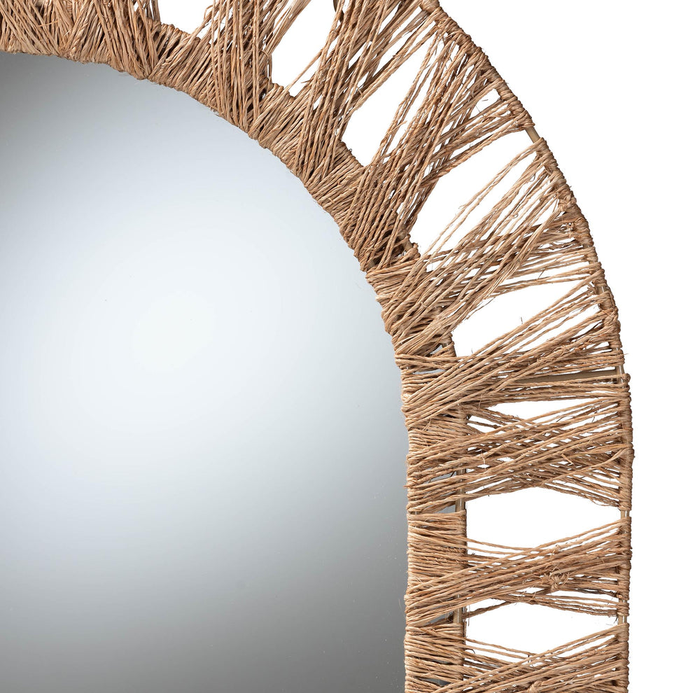 Baxton Studio bali & pari Geona Modern Bohemian Metal and Natural Brown Seagrass Accent Wall Mirror | Mirrors | Modishstore - 3