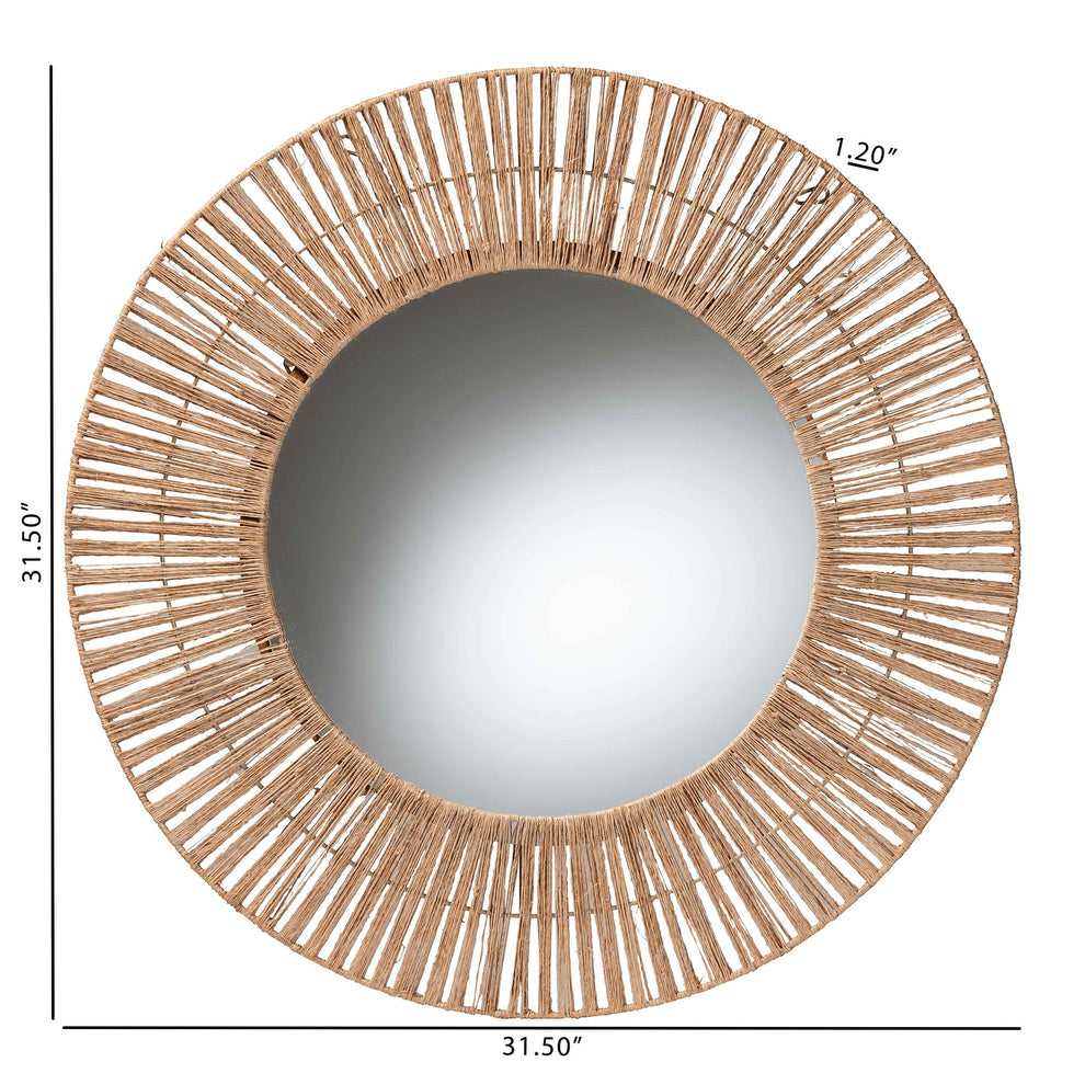 Baxton Studio bali & pari Leala Modern Bohemian Metal and Natural Brown Seagrass Accent Wall Mirror | Mirrors | Modishstore - 4