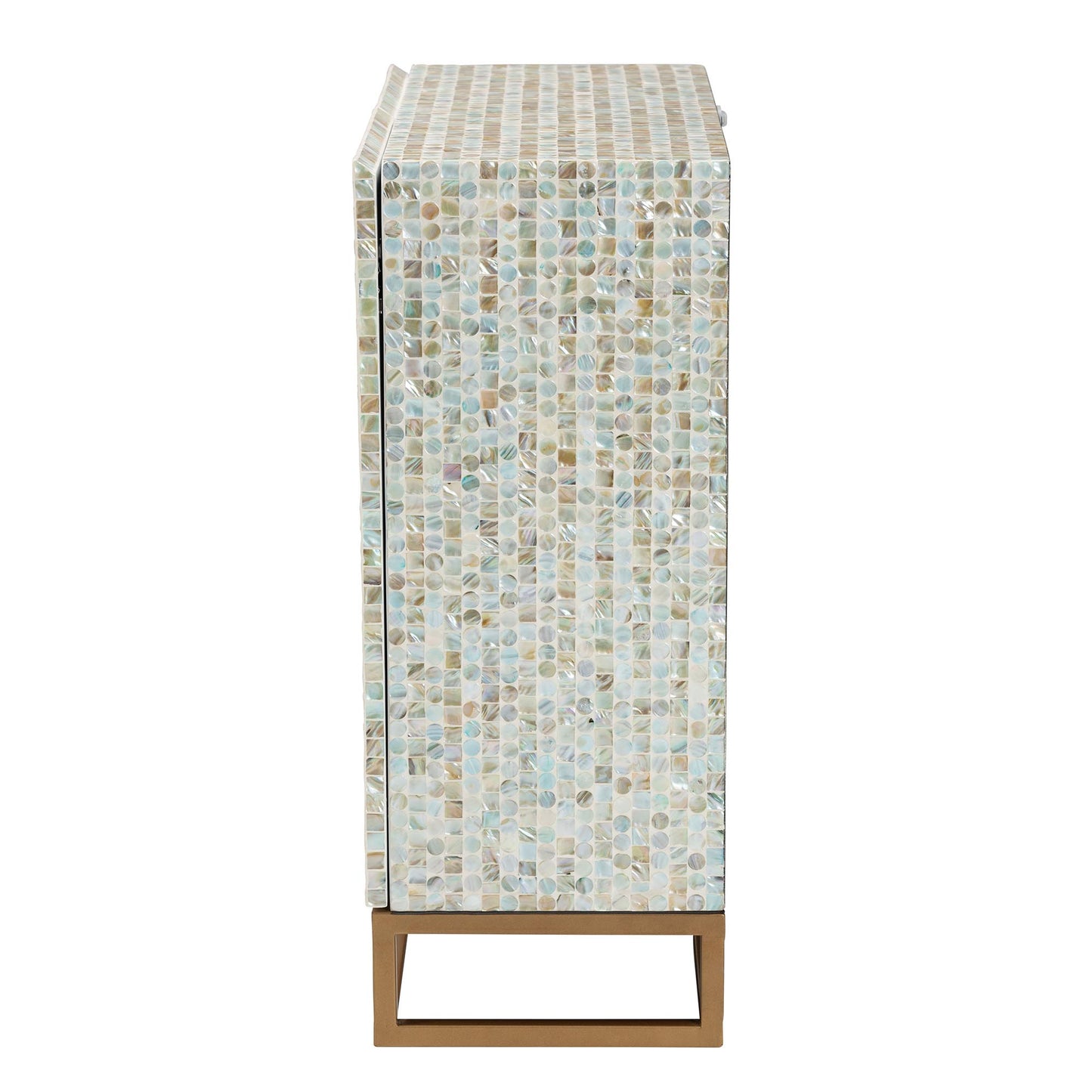 Baxton Studio Quintus Modern Bohemian Multicolor Mother of Pearl and Gold Metal Storage Cabinet | Cabinets | Modishstore - 5