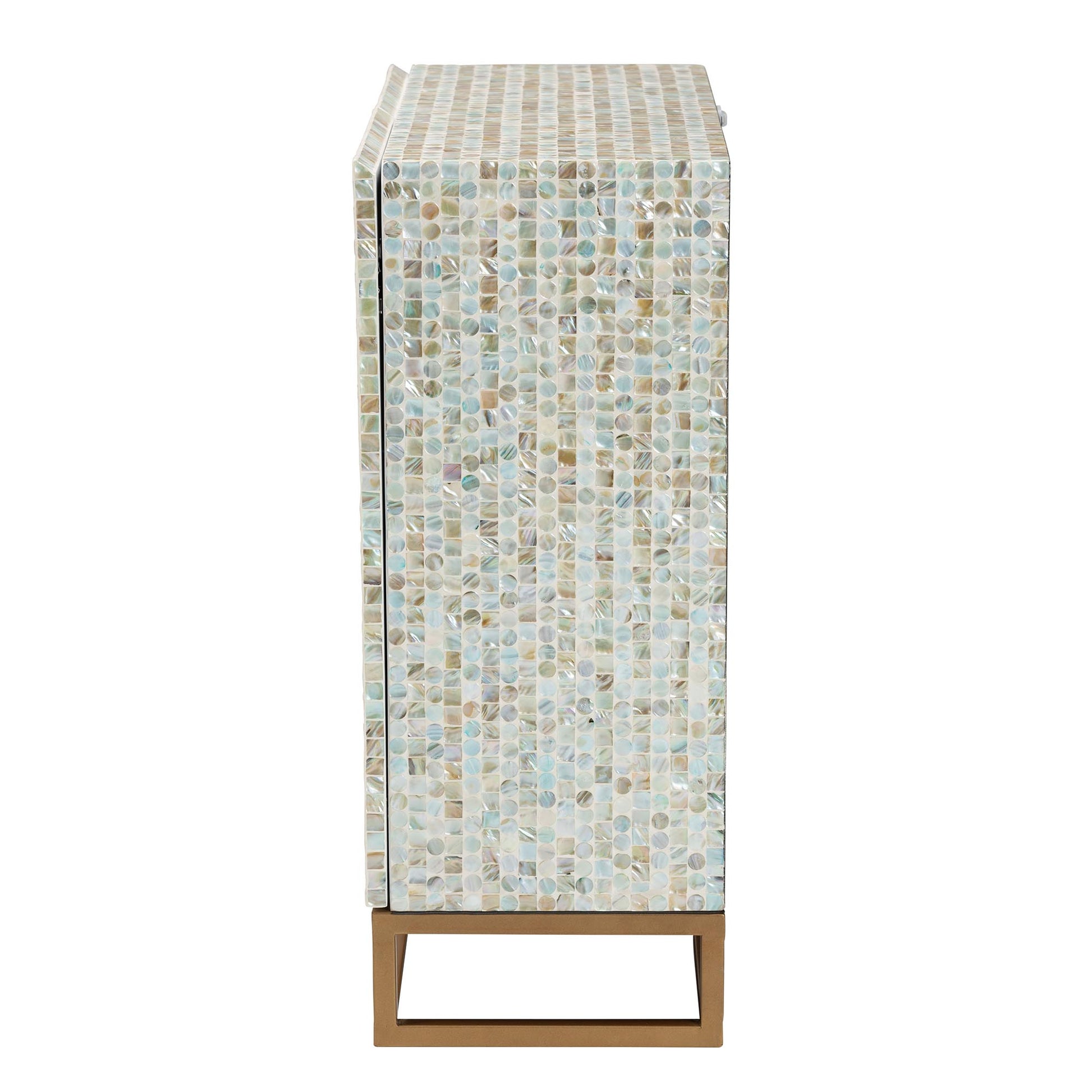 Baxton Studio Quintus Modern Bohemian Multicolor Mother of Pearl and Gold Metal Storage Cabinet | Cabinets | Modishstore - 5