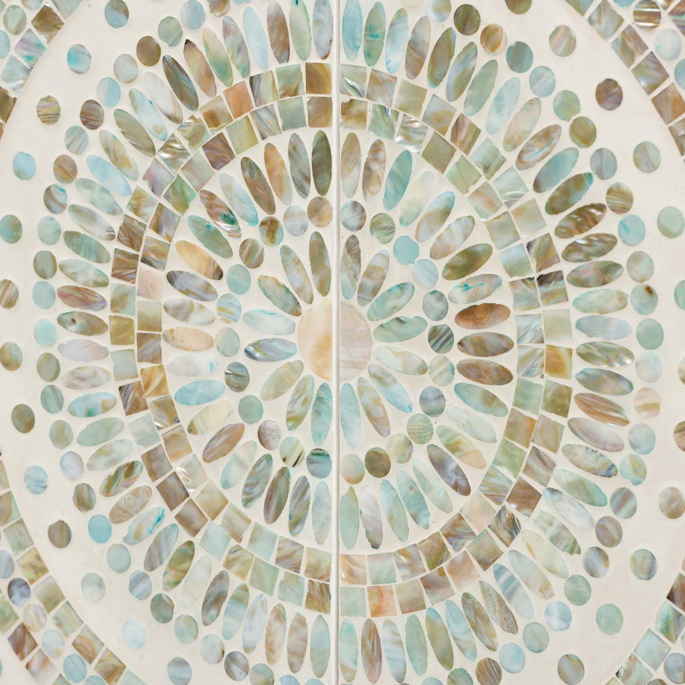 Baxton Studio Quintus Modern Bohemian Multicolor Mother of Pearl and Gold Metal Storage Cabinet | Cabinets | Modishstore - 6