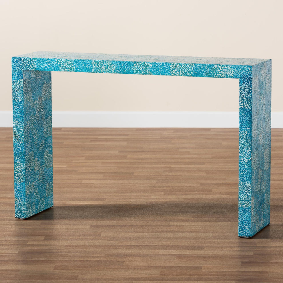 Baxton Studio Veruca Modern Bohemian Blue Mother of Pearl Console Table | Console Tables | Modishstore - 7