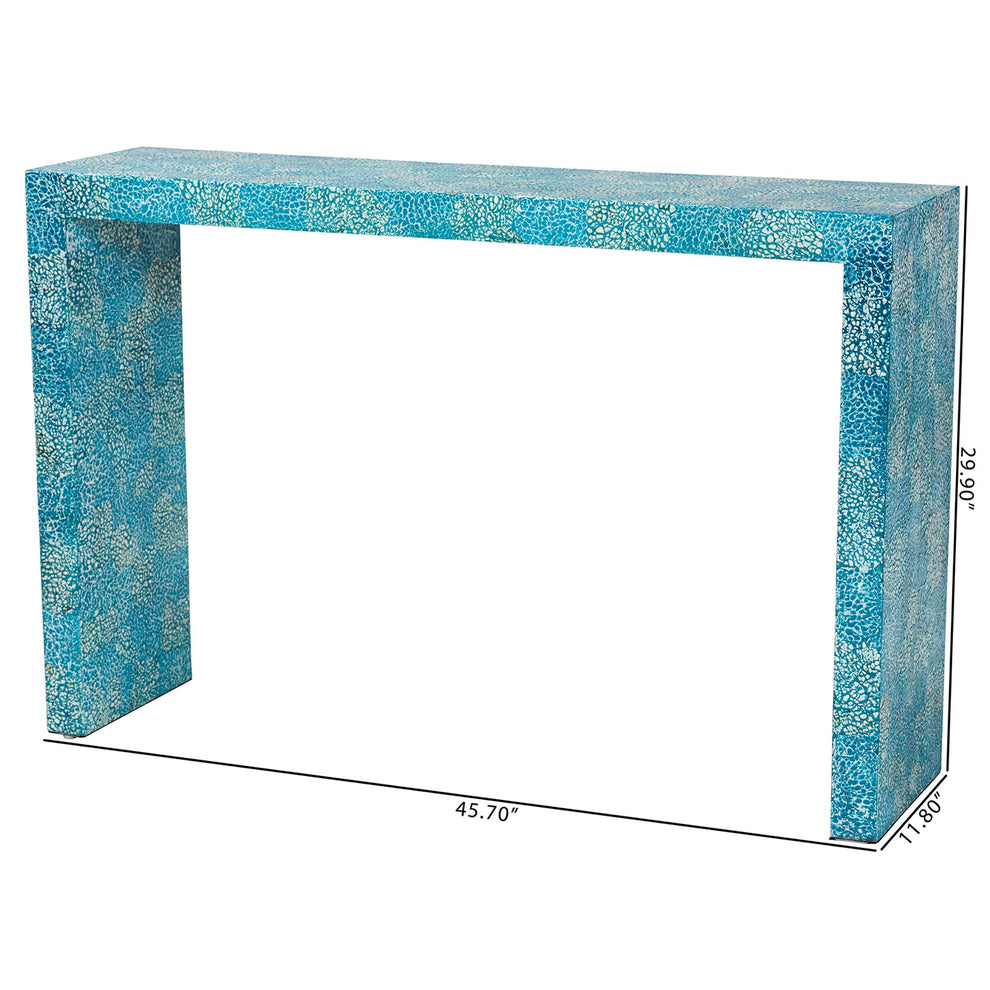 Baxton Studio Veruca Modern Bohemian Blue Mother of Pearl Console Table | Console Tables | Modishstore - 8