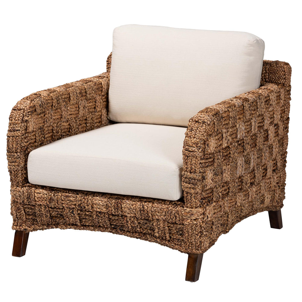 Baxton Studio bali & pari Vevina Modern Bohemian Dark Brown Mahogany Wood and Woven Seagrass Arm Chair | Accent Chairs | Modishstore - 2