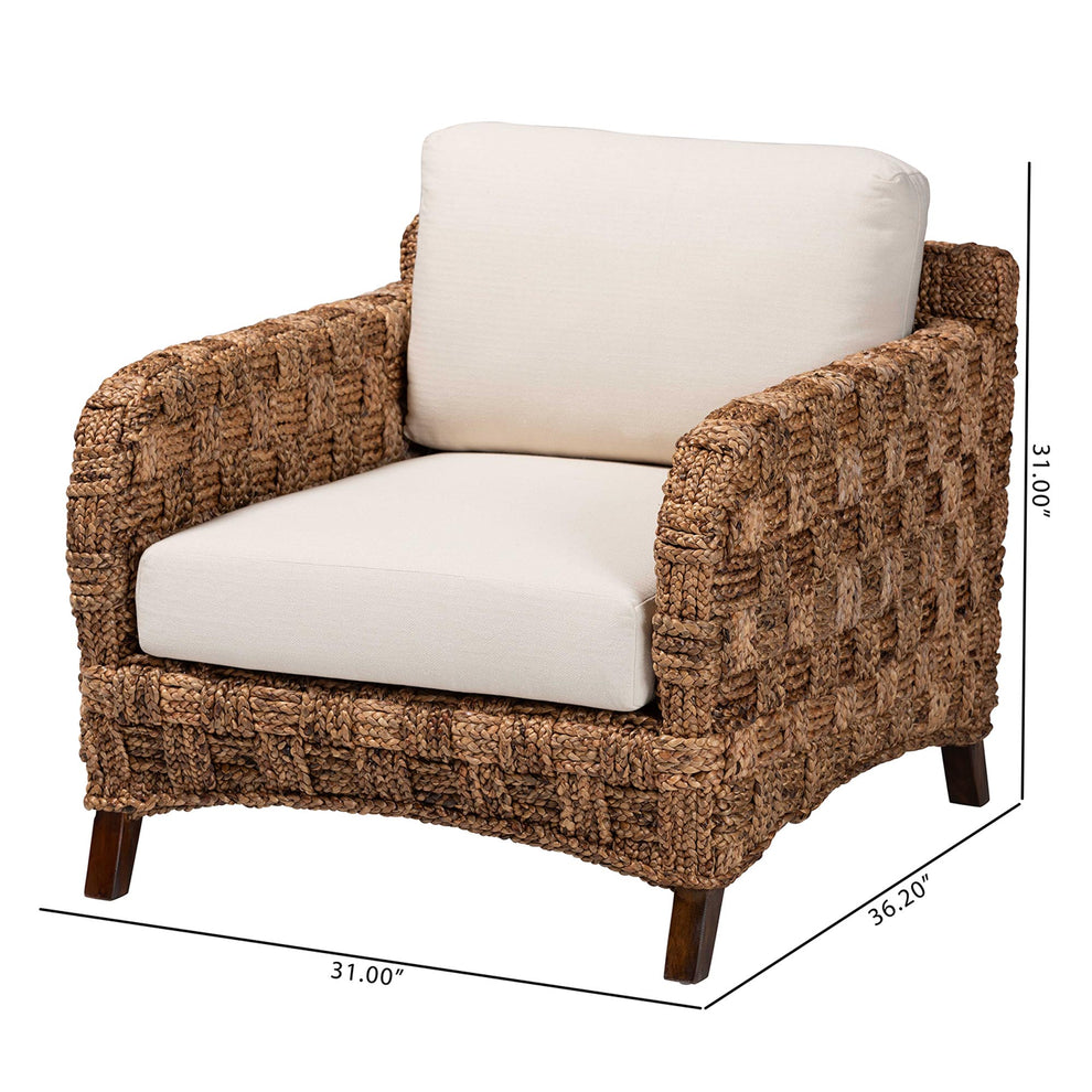 Baxton Studio bali & pari Vevina Modern Bohemian Dark Brown Mahogany Wood and Woven Seagrass Arm Chair | Accent Chairs | Modishstore - 10