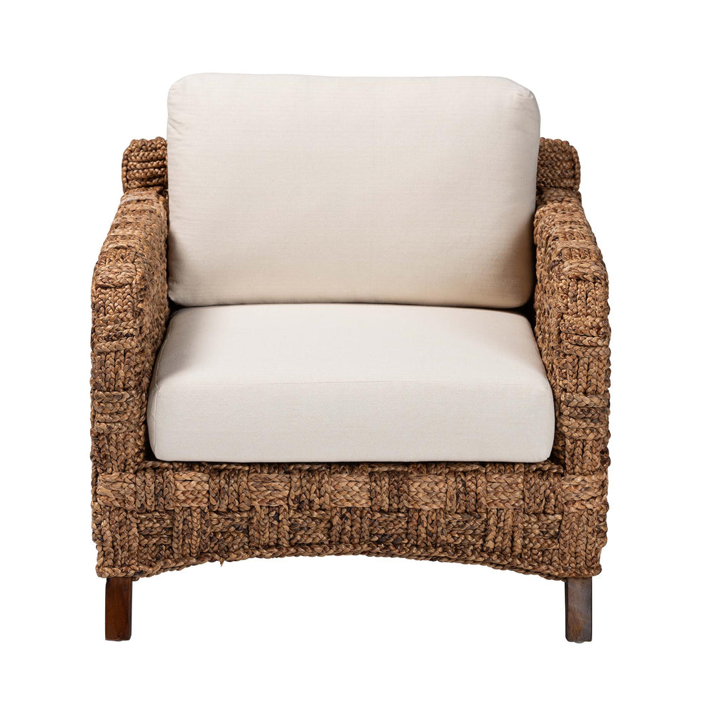 Baxton Studio bali & pari Vevina Modern Bohemian Dark Brown Mahogany Wood and Woven Seagrass Arm Chair | Accent Chairs | Modishstore - 3