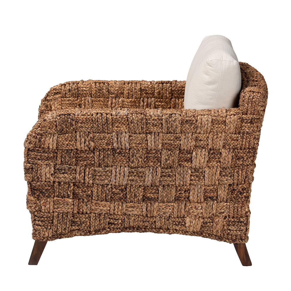 Baxton Studio bali & pari Vevina Modern Bohemian Dark Brown Mahogany Wood and Woven Seagrass Arm Chair | Accent Chairs | Modishstore - 4