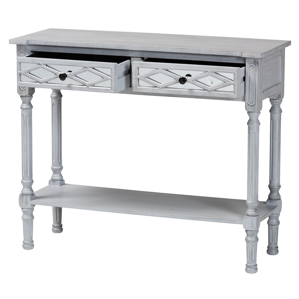 Baxton Studio Gellert Classic and Traditional Grey Finished Wood 2-Drawer Console Table | Console Tables | Modishstore - 3