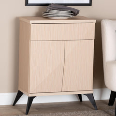 Baxton Studio Draper Mid-Century Modern Two-Tone Light Brown and Black Wood 2-Door Sideboard Buffet