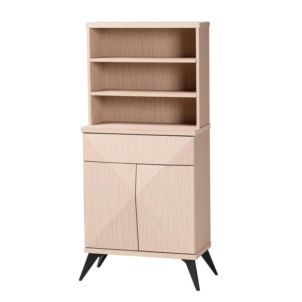 Baxton Studio Draper Mid-Century Modern Two-Tone Light Brown and Black Wood Kitchen Cabinet | Cabinets | Modishstore - 2