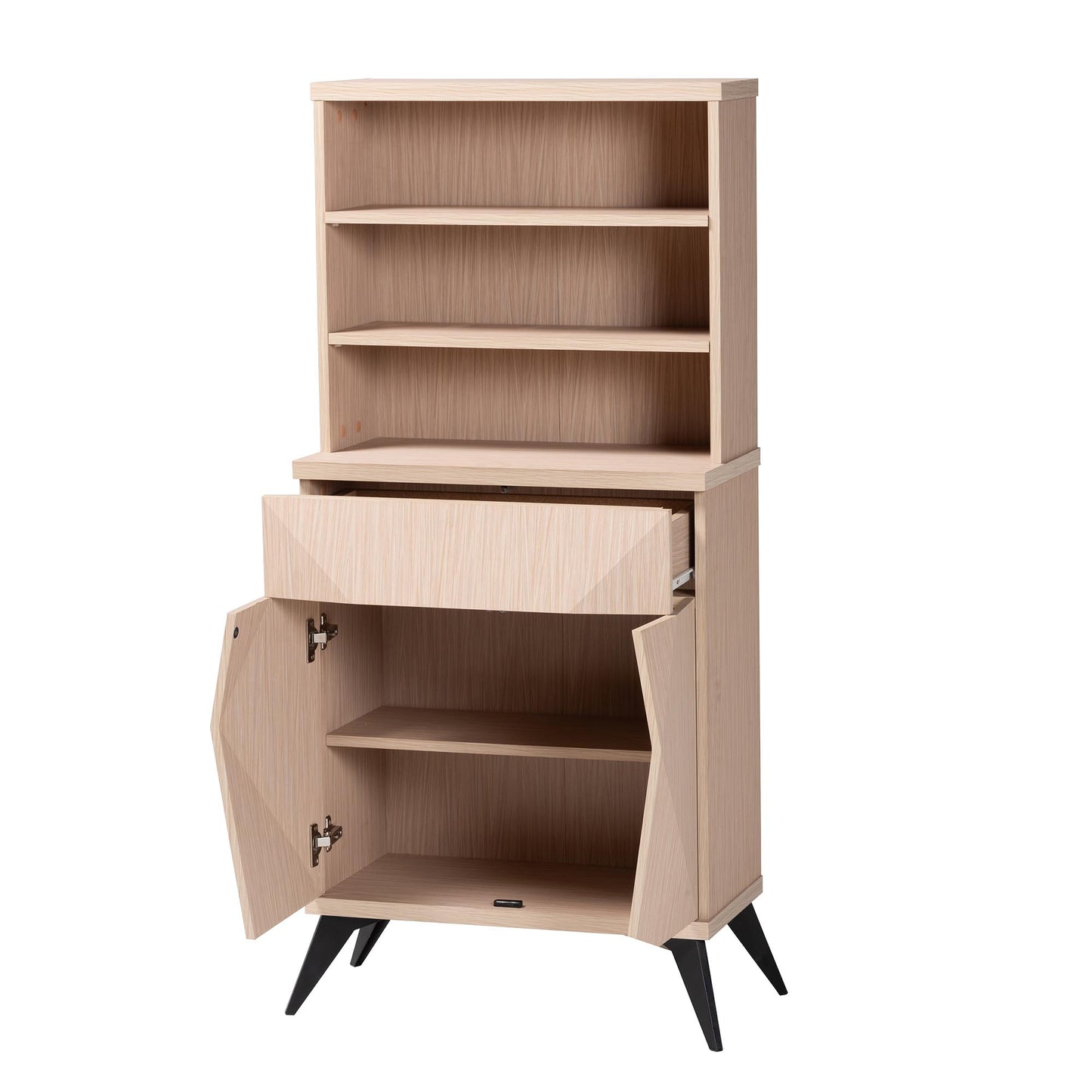 Baxton Studio Draper Mid-Century Modern Two-Tone Light Brown and Black Wood Kitchen Cabinet | Cabinets | Modishstore - 3