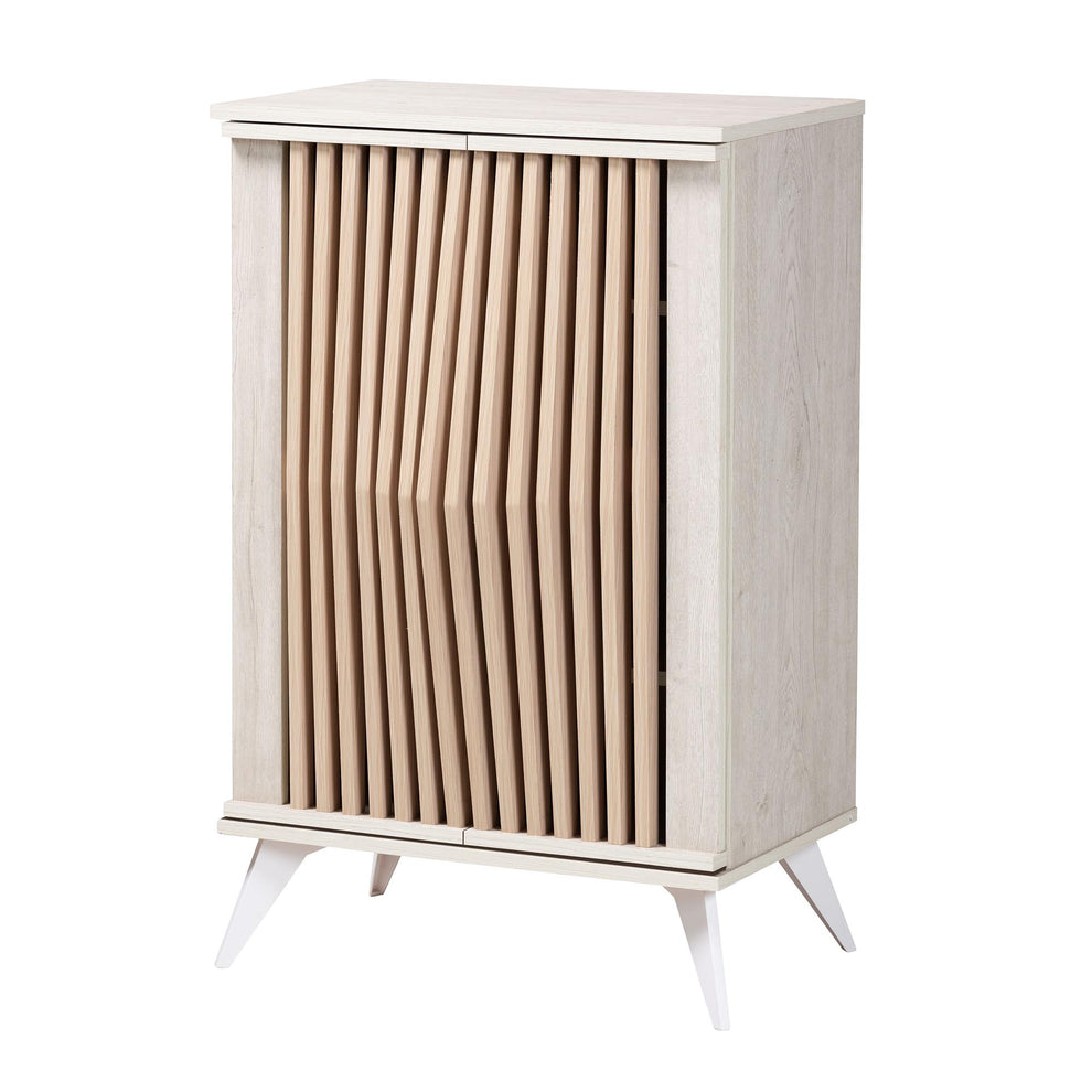 Baxton Studio Simona Mid-Century Modern Transitional Light Grey and Brown Wood 2-Door Storage Cabinet | Cabinets | Modishstore - 2