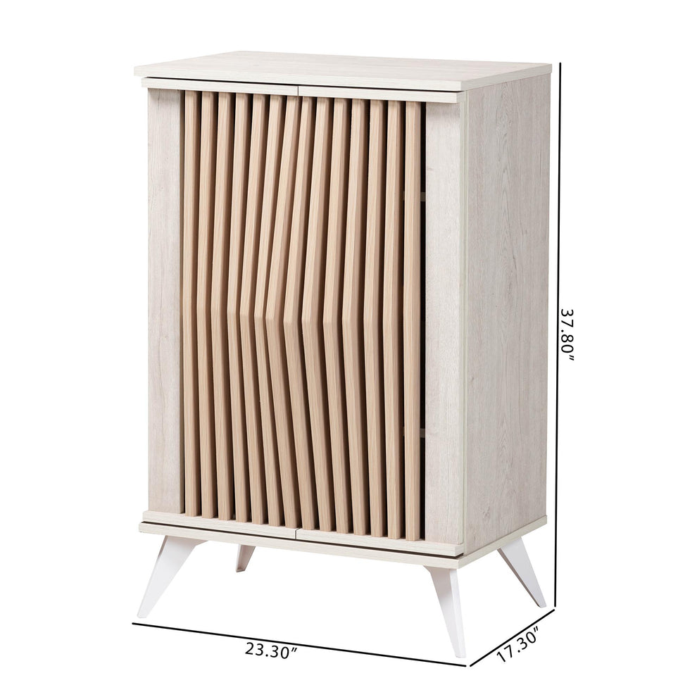 Baxton Studio Simona Mid-Century Modern Transitional Light Grey and Brown Wood 2-Door Storage Cabinet | Cabinets | Modishstore - 10