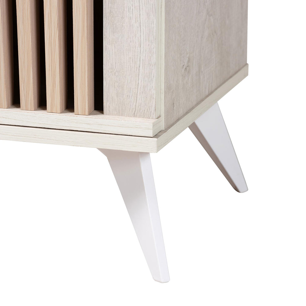 Baxton Studio Simona Mid-Century Modern Transitional Light Grey and Brown Wood 2-Door Storage Cabinet | Cabinets | Modishstore - 7