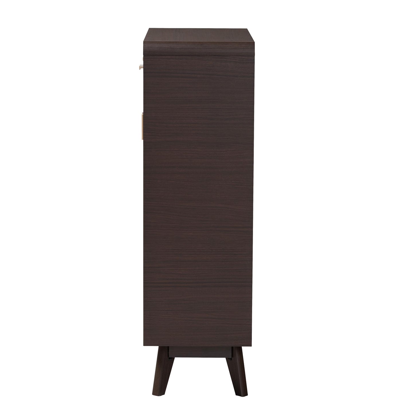 Baxton Studio Giancarlo Mid-Century Modern Espresso Brown Wood 2-Door Shoe Cabinet with Rattan Door | Cabinets | Modishstore - 5