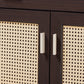 Baxton Studio Giancarlo Mid-Century Modern Espresso Brown Wood 2-Door Shoe Cabinet with Rattan Door | Cabinets | Modishstore - 6