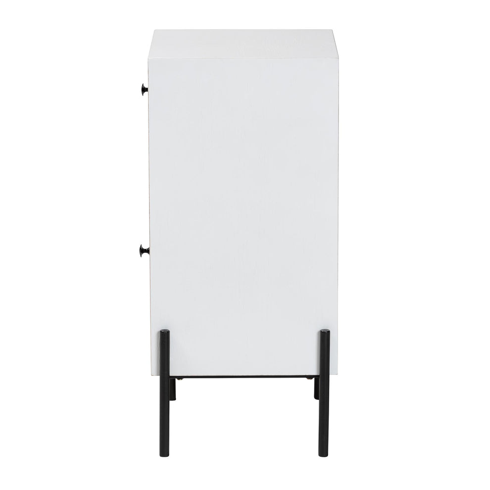 Baxton Studio Nefeli Mid-Century Transitional White Finished Wood and Black Metal 1-Drawer Storage Cabinet | Cabinets | Modishstore - 5