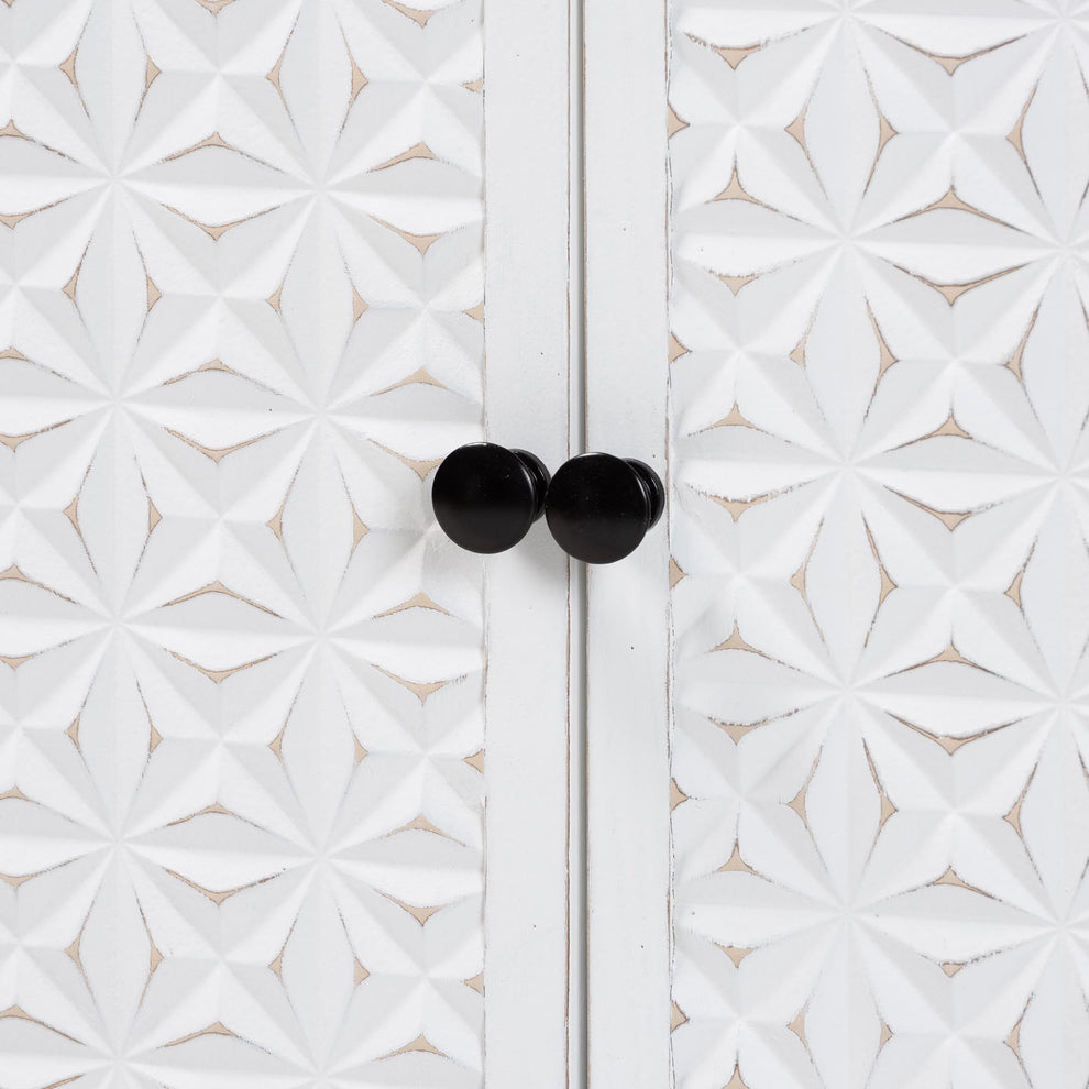 Baxton Studio Nefeli Mid-Century Transitional White Finished Wood and Black Metal 2-Door Storage Cabinet | Cabinets | Modishstore - 6