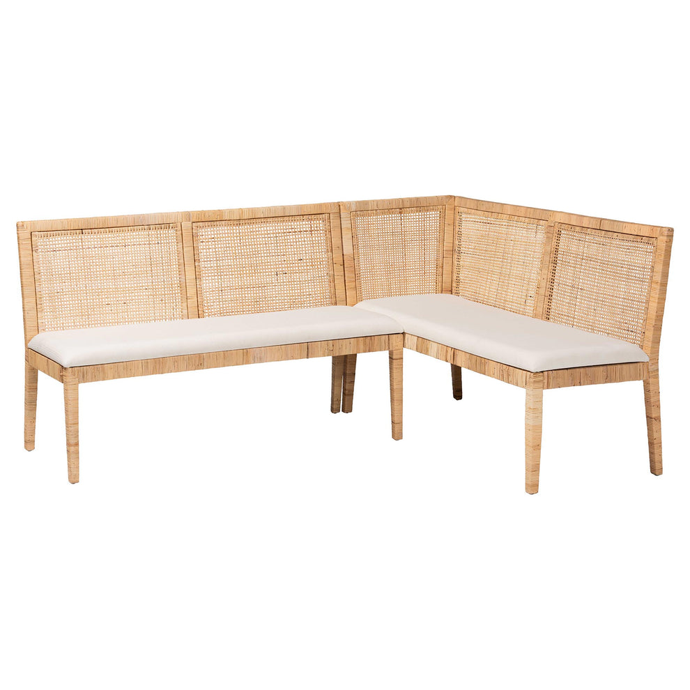Baxton Studio bali & pari Kalimantan Bohemian Light Honey Rattan 2-Piece Banquette Set | Sofa Set | Modishstore - 4