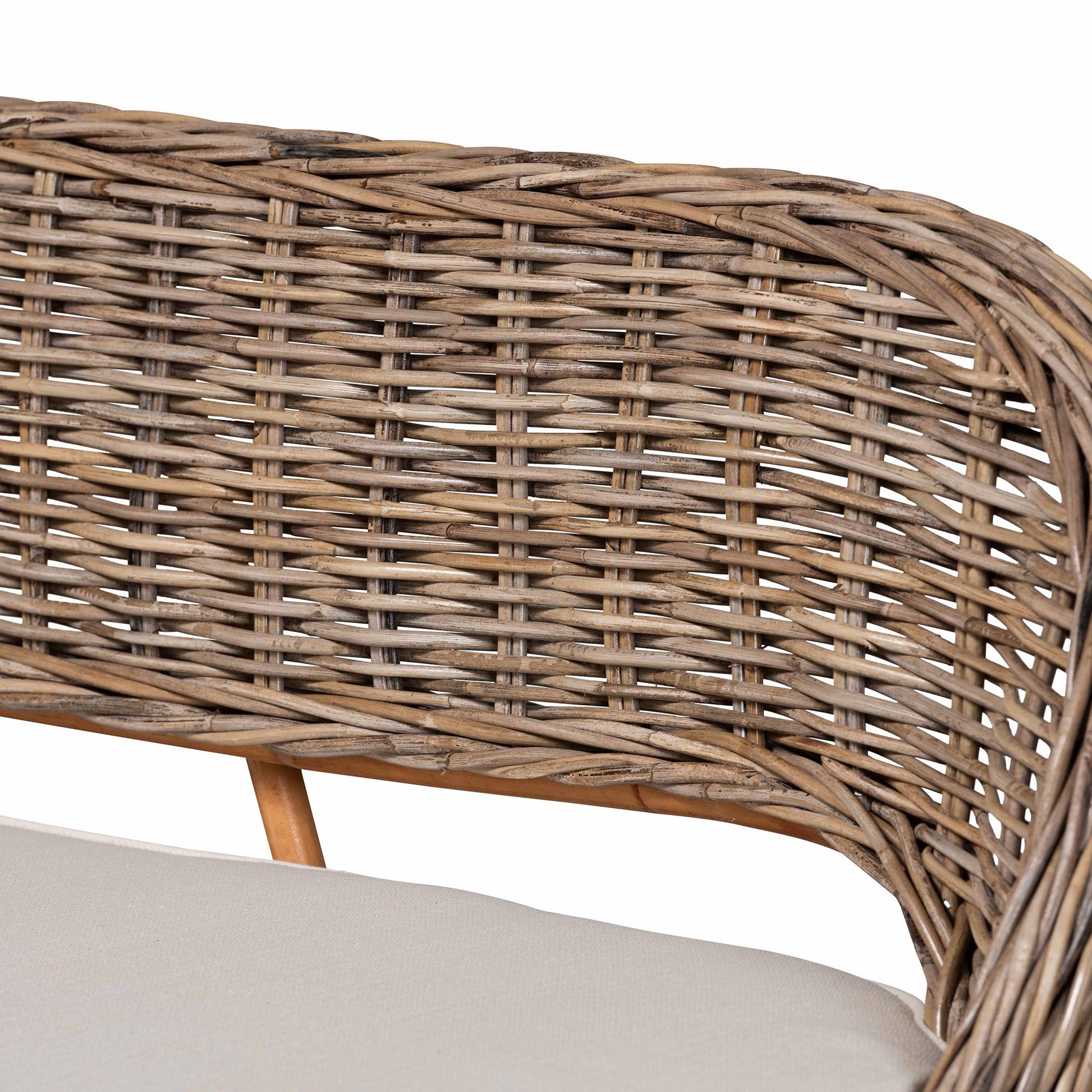 Baxton Studio bali & pari Raisa Modern Bohemian Natural Kubu Rattan and Grey Acacia Wood 2-Piece Dining Nook Banquette Set | Sofa Set | Modishstore - 7