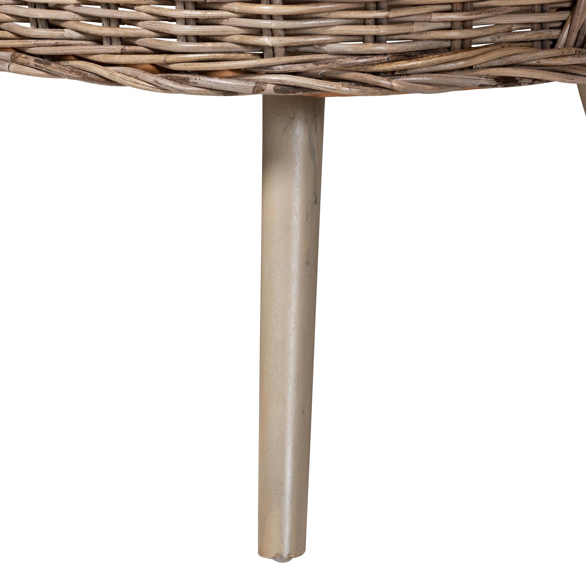 Baxton Studio bali & pari Raisa Modern Bohemian Natural Kubu Rattan and Grey Acacia Wood 2-Piece Dining Nook Banquette Set | Sofa Set | Modishstore - 8