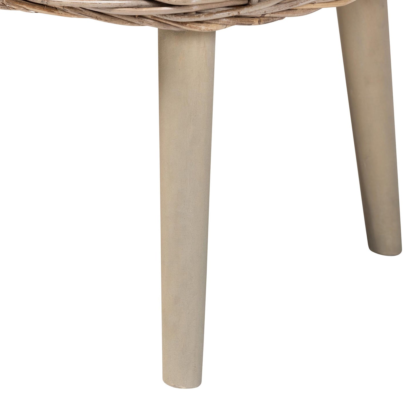 Baxton Studio bali & pari Raisa Modern Bohemian Natural Kubu Rattan and Grey Acacia Wood Accent Bench | Benches | Modishstore - 6