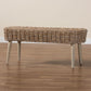 Baxton Studio bali & pari Raisa Modern Bohemian Natural Kubu Rattan and Grey Acacia Wood Accent Bench | Benches | Modishstore - 9