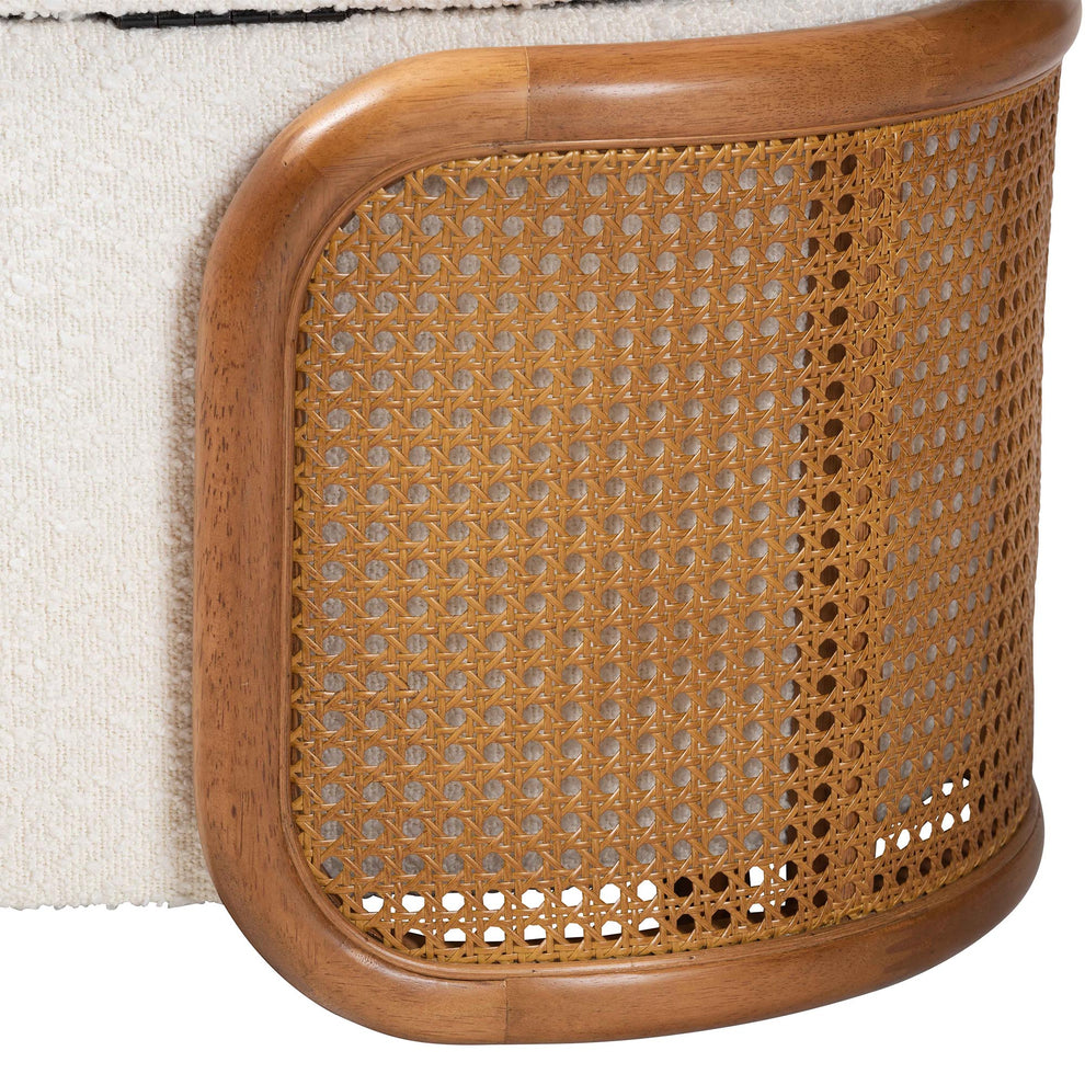 Baxton Studio Basira Japandi Cream Boucle Fabric Storage Bench with Woven Rattan | Benches | Modishstore - 10