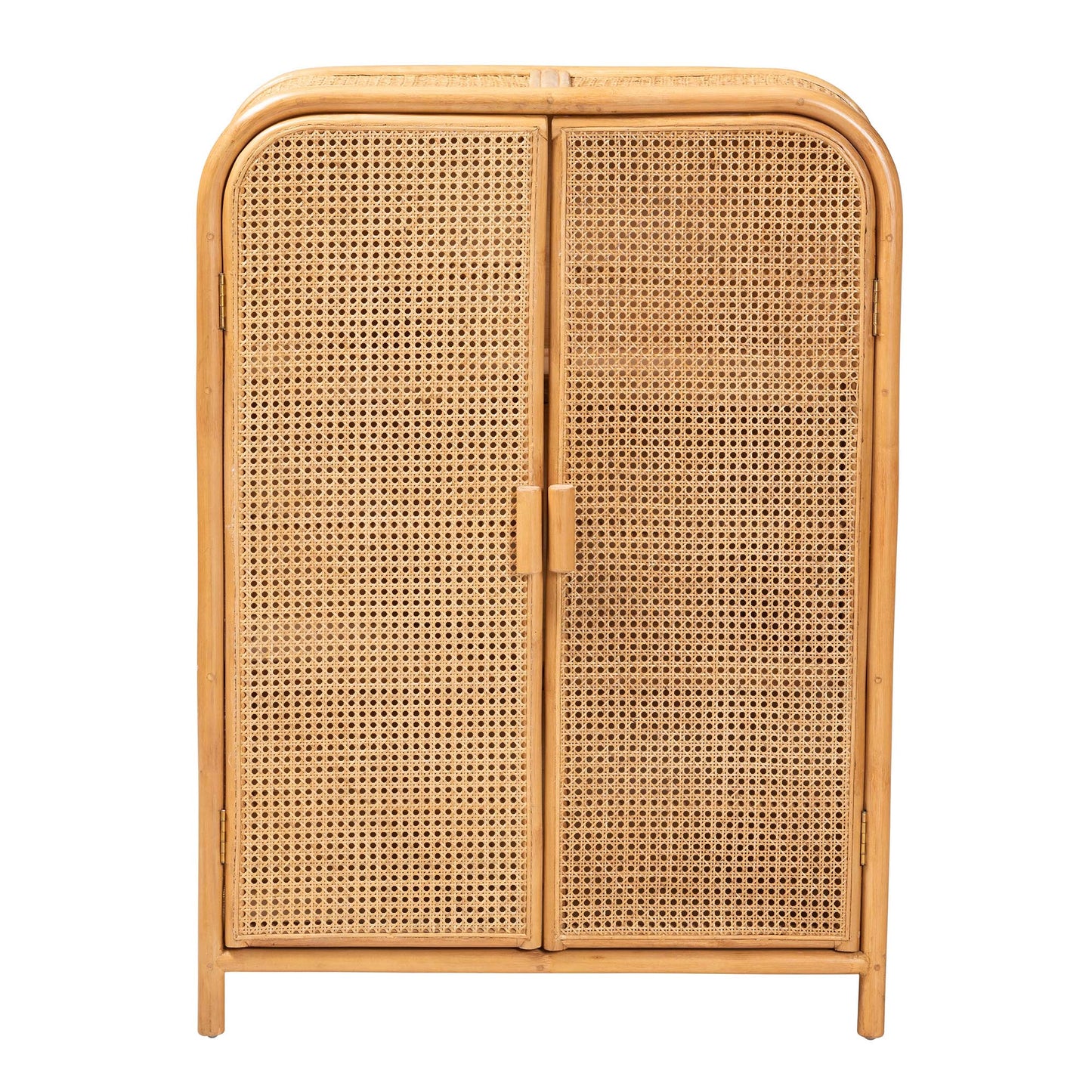 Baxton Studio bali & pari Curacao Modern Bohemian Light Honey Rattan 2-Door Storage Cabinet | Cabinets | Modishstore - 6