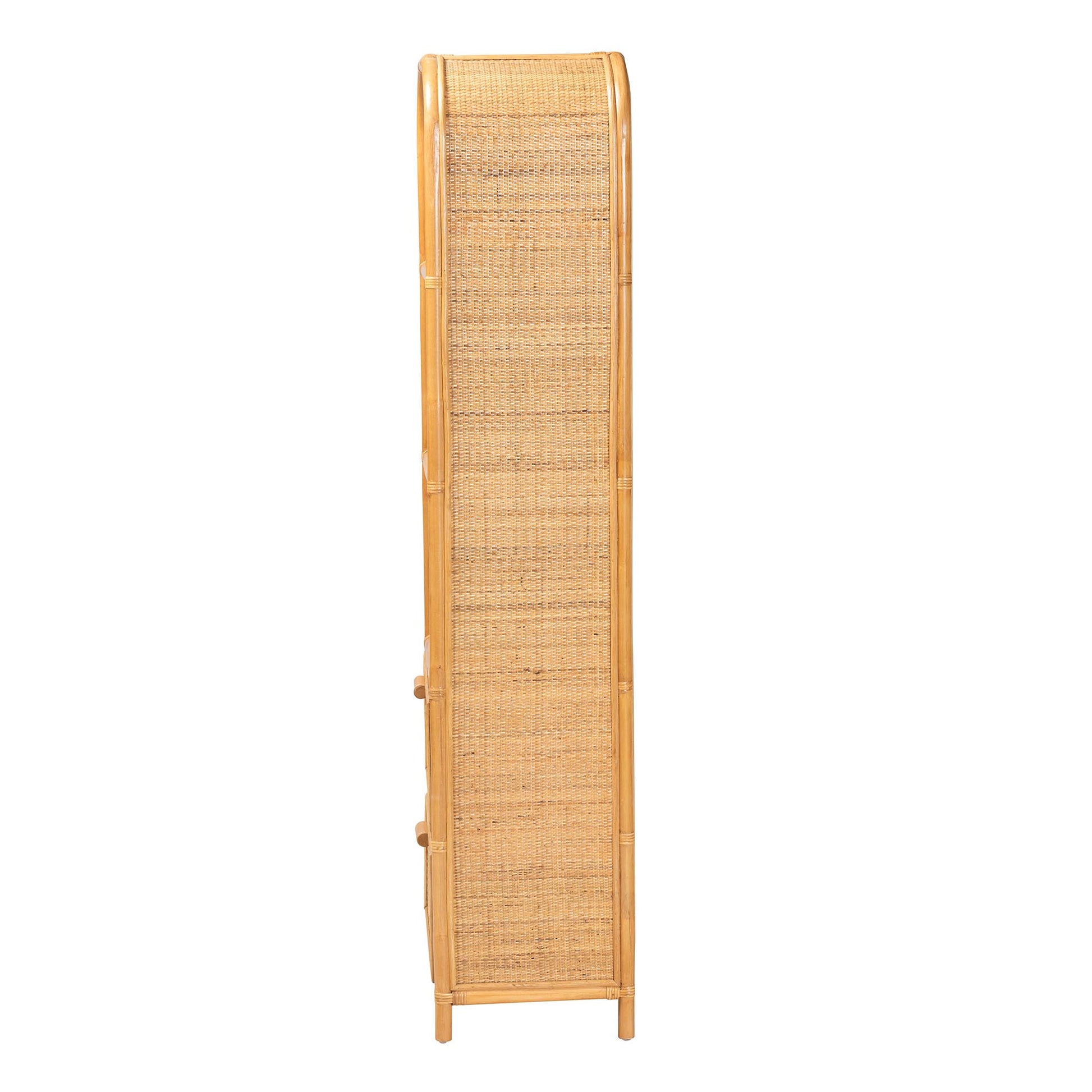 Baxton Studio bali & pari Curacao Modern Bohemian Light Honey Rattan 2-Drawer Bookcase | Bookcases | Modishstore - 7