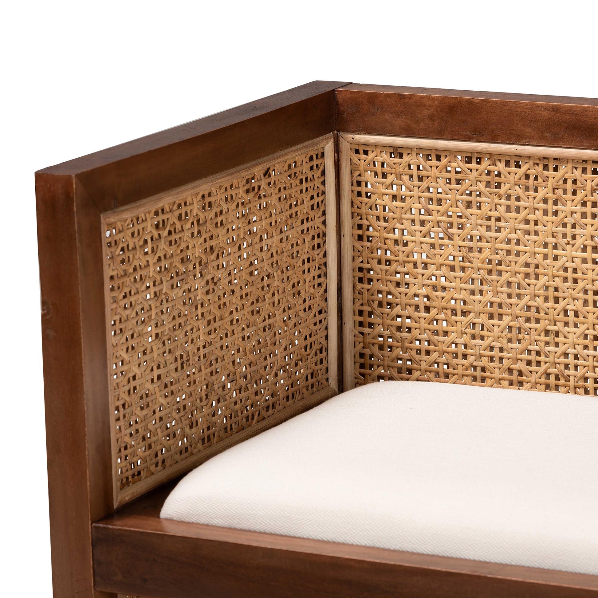 Baxton Studio bali & pari Lovina Bohemian Light Honey Rattan and Acacia Wood Accent Bench | Benches | Modishstore - 8