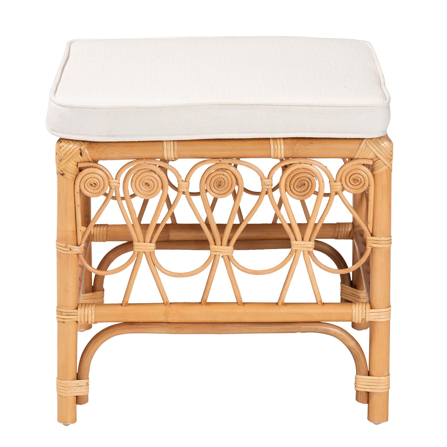 Baxton Studio bali & pari Ibiza Modern bohemian Natural Brown Rattan Footstool | Ottomans | Modishstore - 4