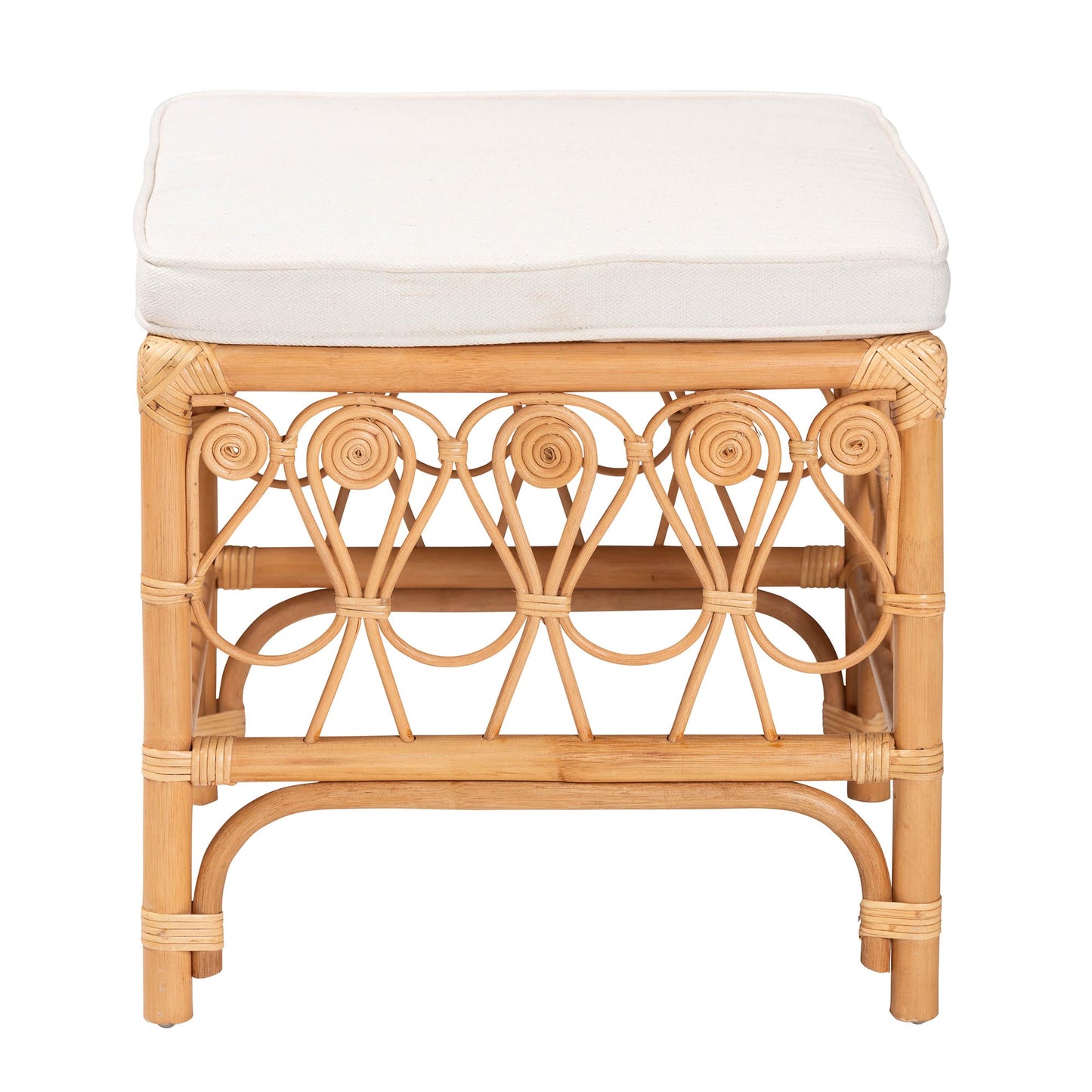 Baxton Studio bali & pari Ibiza Modern bohemian Natural Brown Rattan Footstool | Ottomans | Modishstore - 5