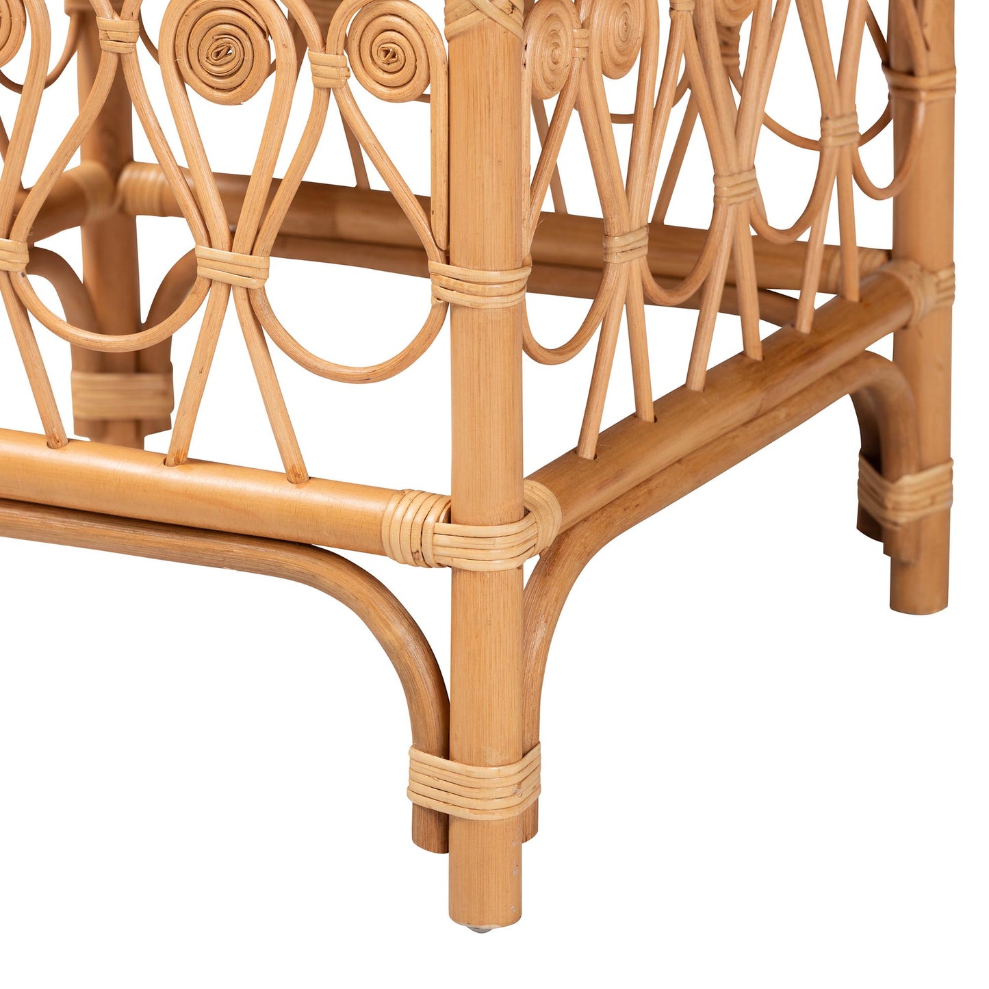 Baxton Studio bali & pari Ibiza Modern bohemian Natural Brown Rattan Footstool | Ottomans | Modishstore - 6