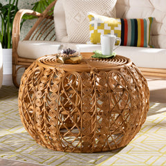 Baxton Studio bali & pari Tiramisu Modern Bohemian Natural Brown Rattan Coffee Table
