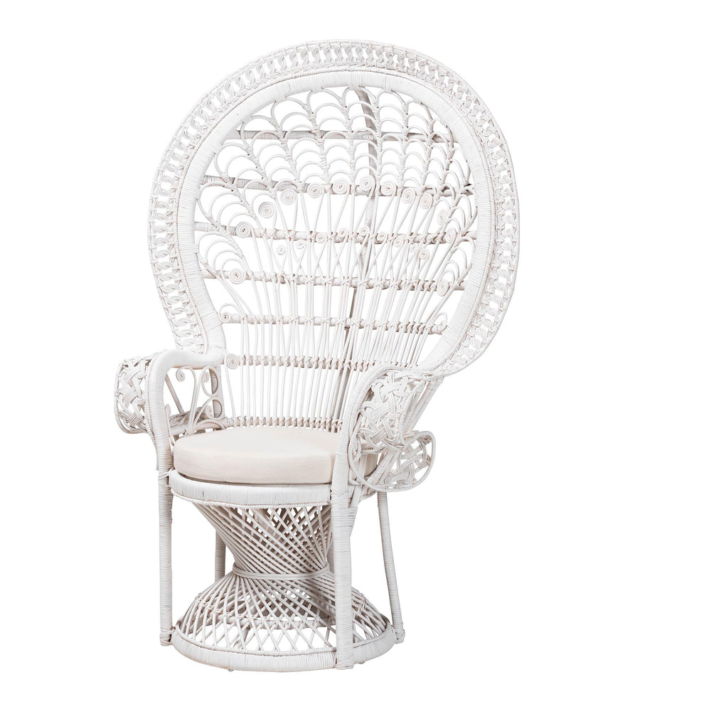 Baxton Studio bali & pari Kallima Modern Bohemian White Natural Rattan Peacock Chair | Accent Chairs | Modishstore - 2