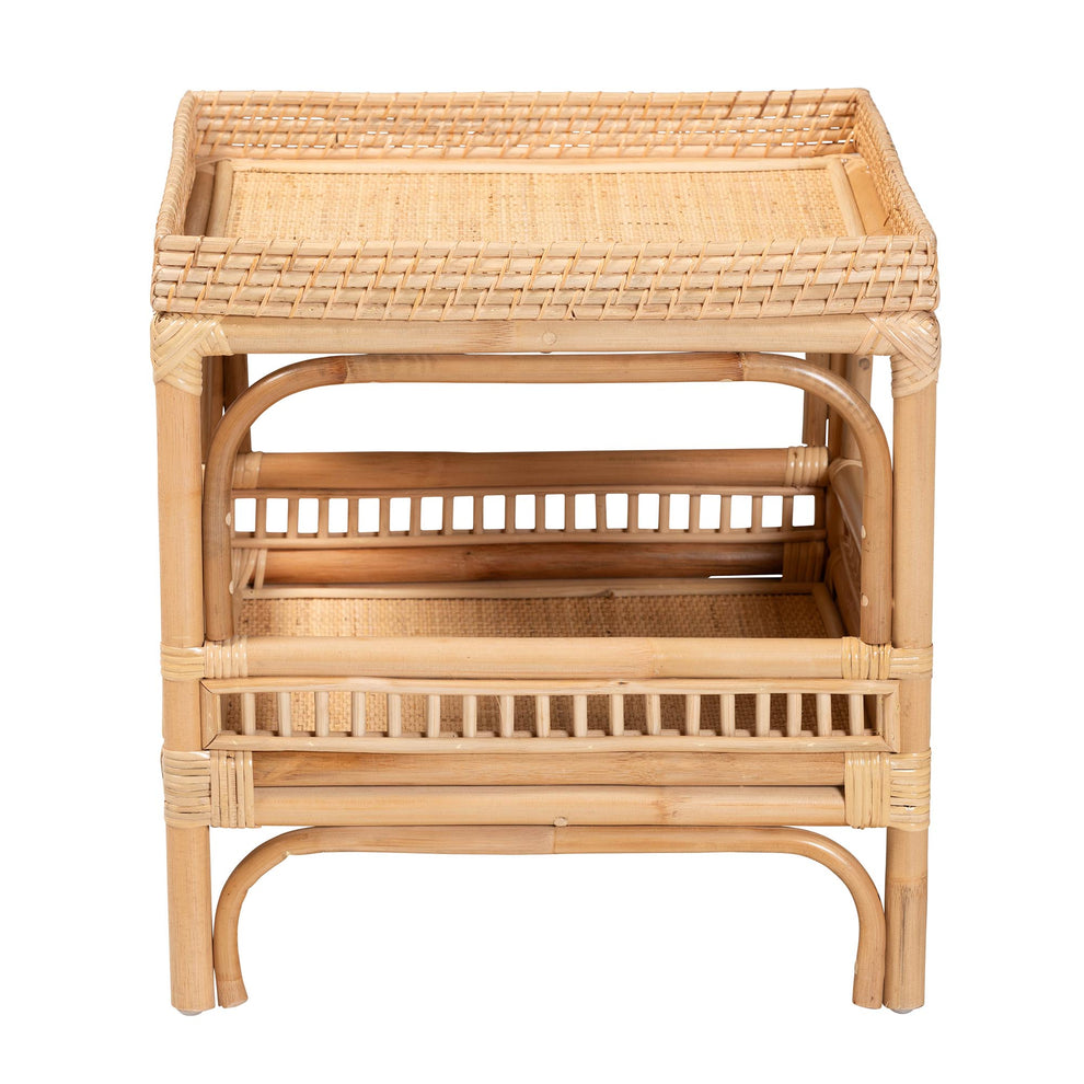Baxton Studio bali & pari Lombok Modern Bohemian Natural Rattan End Table | End Tables | Modishstore - 4