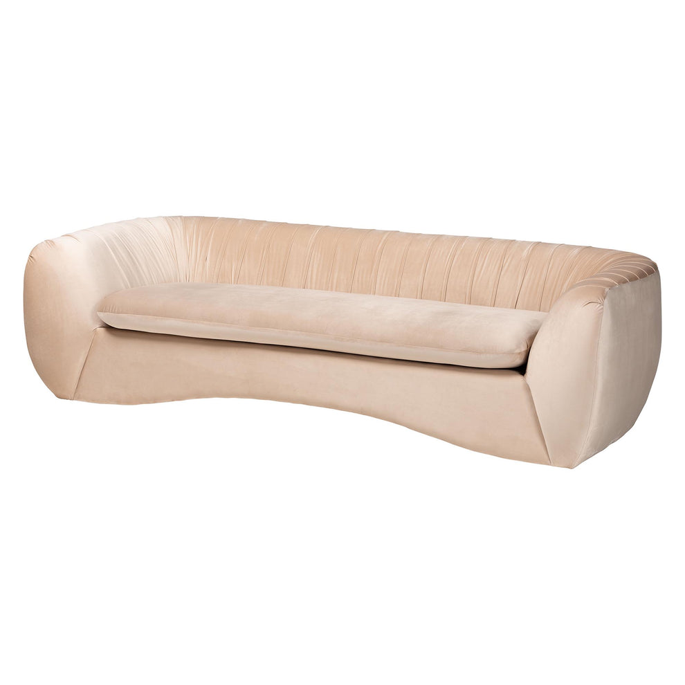 Baxton Studio Adanna Glam and Luxe Champagne Beige Velvet Fabric Sofa | Sofas | Modishstore - 4