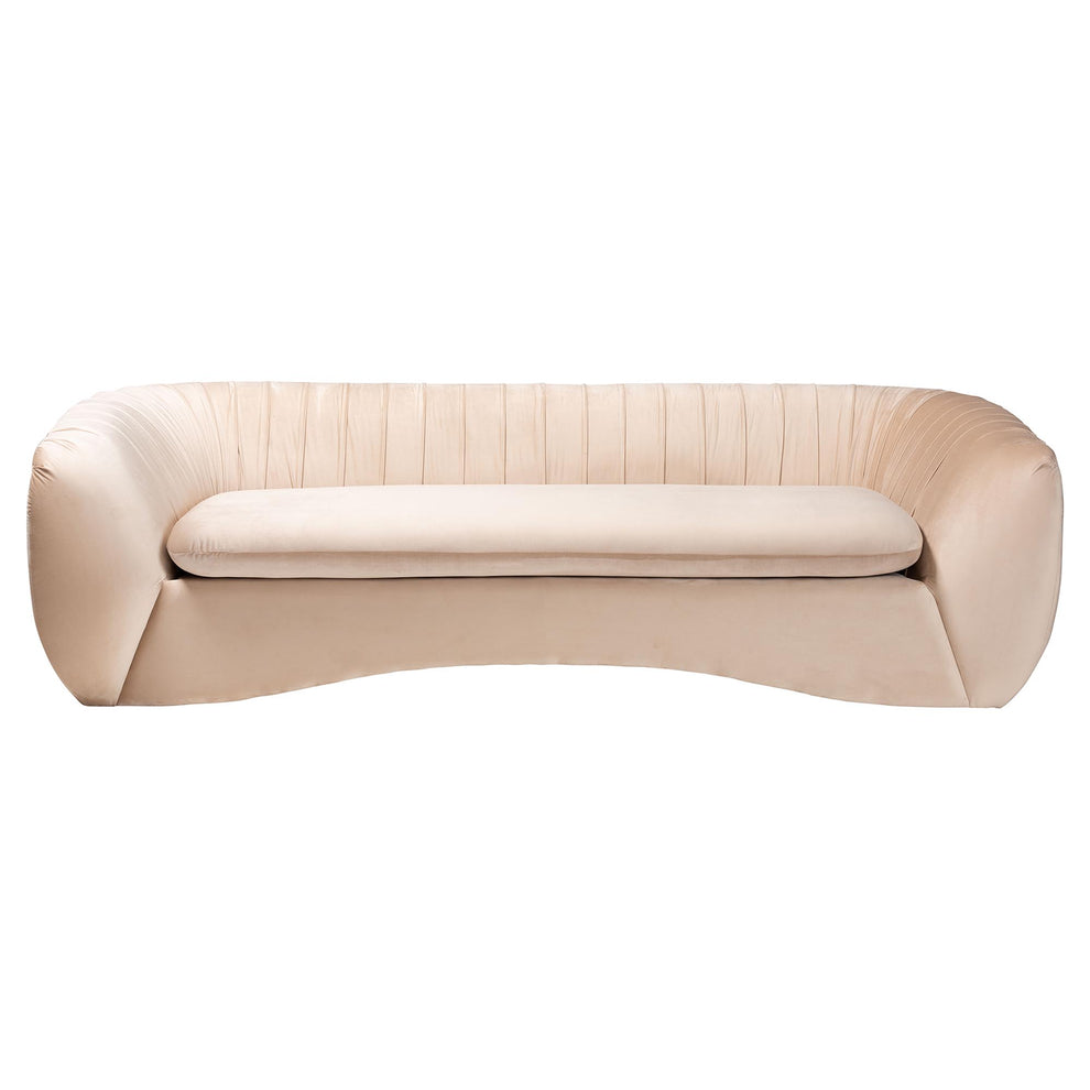Baxton Studio Adanna Glam and Luxe Champagne Beige Velvet Fabric Sofa | Sofas | Modishstore - 5